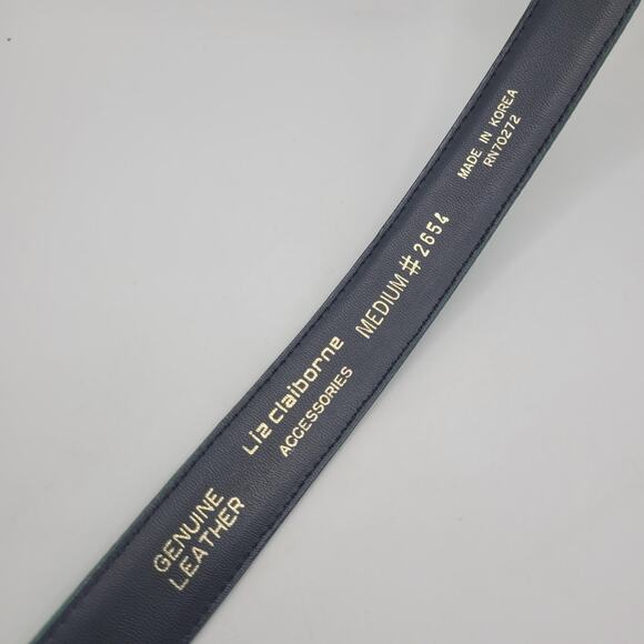 Vintage Liz Claiborne Belt Medium Green Leather Textured Embossed 90s Minimalist